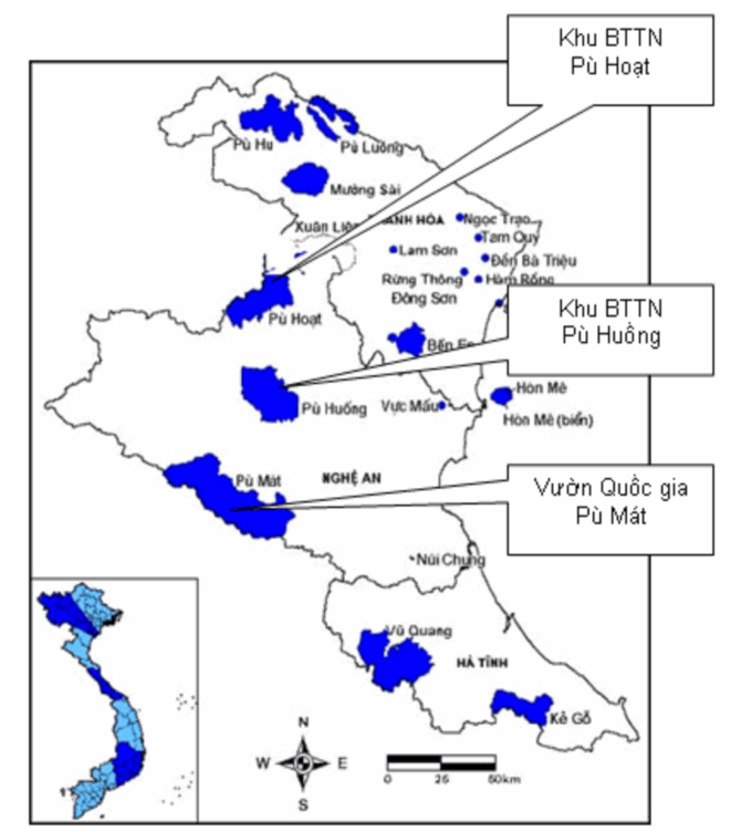 Hình 1 Sơ đồ vị trí của VQG Pù Mát Khu BTTN Pù Huống khu BTTN Pù Hoạt Hình 2 1