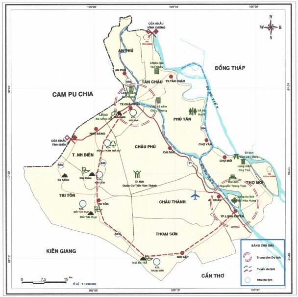 Hình 3 1 Bản đồ định hướng tổ chức lãnh thổ du lịch An Giang Nguồn Tác 1