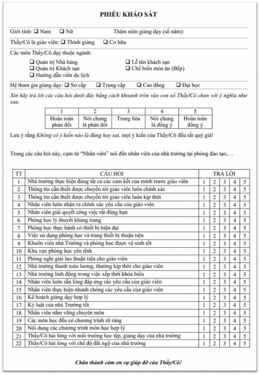 4 Bảng câu hỏi đối với người học 1