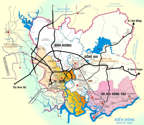 Hình 2 1 Đồng Nai trong Vùng kinh tế trọng điểm phía Nam nguồn Tác giả vẽ dựa 1