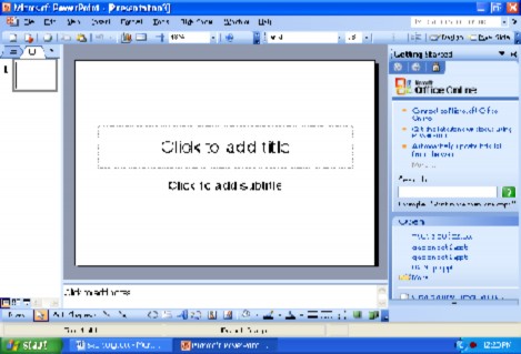 Sau khi toàn bộ phần mềm Microsoft Power Point hiện ra Trên phần mền sẽ có các 5