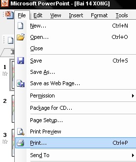 Hộp thoại Print xuất hiện và hiệu chỉnh trên hộp thoại này Hiệu chỉnh thông 1