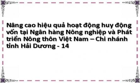 Nâng cao hiệu quả hoạt động huy động vốn tại Ngân hàng Nông nghiệp và Phát triển Nông thôn Việt Nam – Chi nhánh tỉnh Hải Dương - 14
