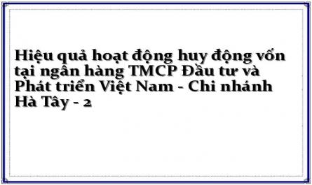 Hiệu quả hoạt động huy động vốn tại ngân hàng TMCP Đầu tư và Phát triển Việt Nam - Chi nhánh Hà Tây - 2