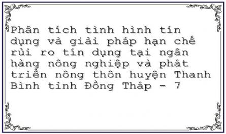 Thực Trạng Tín Dụng Tại Nhno & Ptnt Huyện Thanh Bình