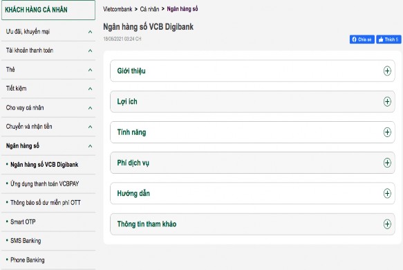 Hình 2 4 Thông tin dịch vụ ngân hàng số trên website của Vietcombank Biểu đồ 2 6 6