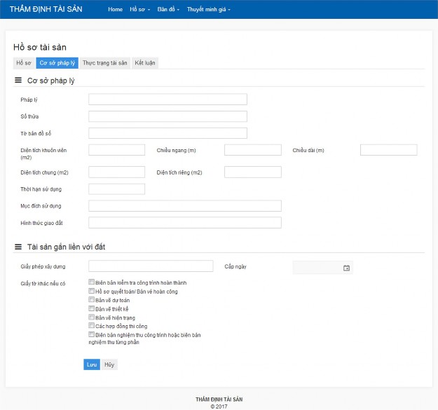 Hình 4 3 Cập nhật thông tin pháp lý của tài sản trong hồ sơ thẩm định 4 2 4 2