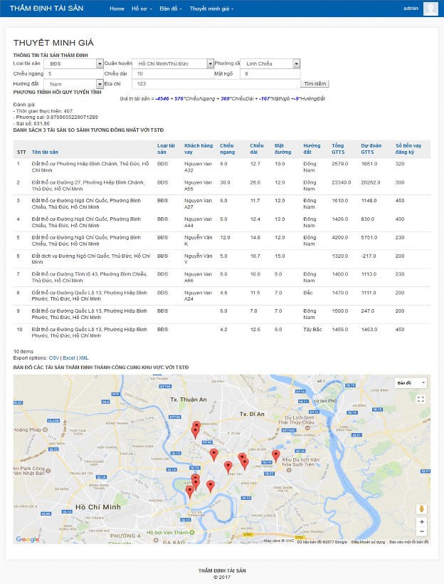 Hình 4 6 Thuyết minh giá 4 2 7 So sánh kết quả thực nghiệm trên Web thẩm định 5