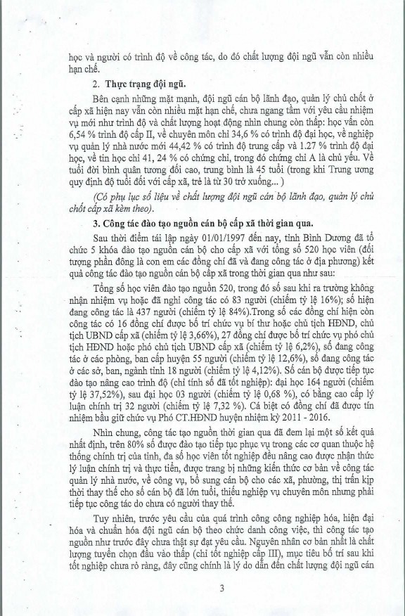 Đảng Bộ tỉnh Bình Dương lãnh đạo xây dựng đội ngũ cán bộ chủ chốt cấp cơ sở từ năm 1997 đến năm 2015 - 25 3
