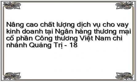 Nâng cao chất lượng dịch vụ cho vay kinh doanh tại Ngân hàng thương mại cổ phần Công thương Việt Nam chi nhánh Quảng Trị - 18