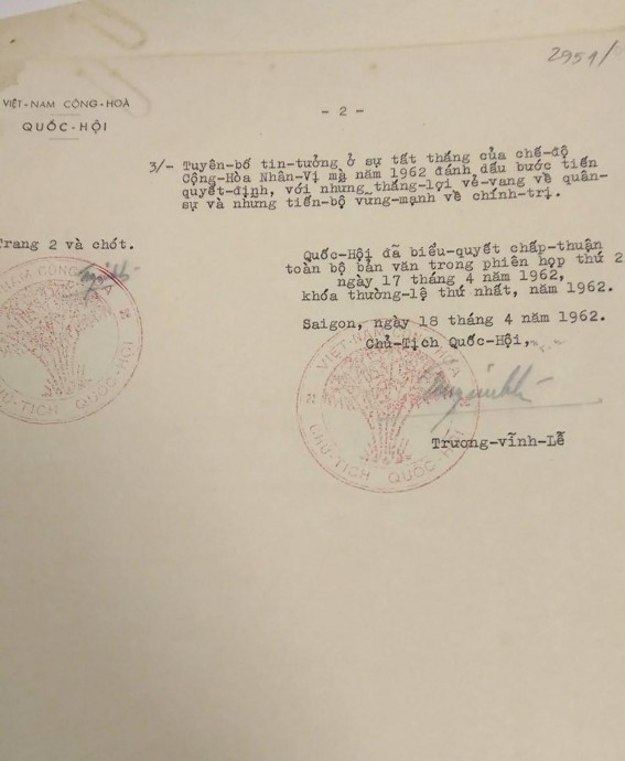Nguồn Phủ Tổng thống đệ nhất Việt Nam Cộng hòa 1962 Quyết nghị Tán trợ 6
