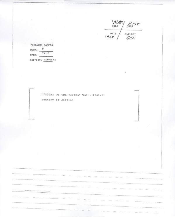 Nguồn Hồ sơ giải mật của Lầu Năm Góc về chiến tranh Việt Nam mục chương 1