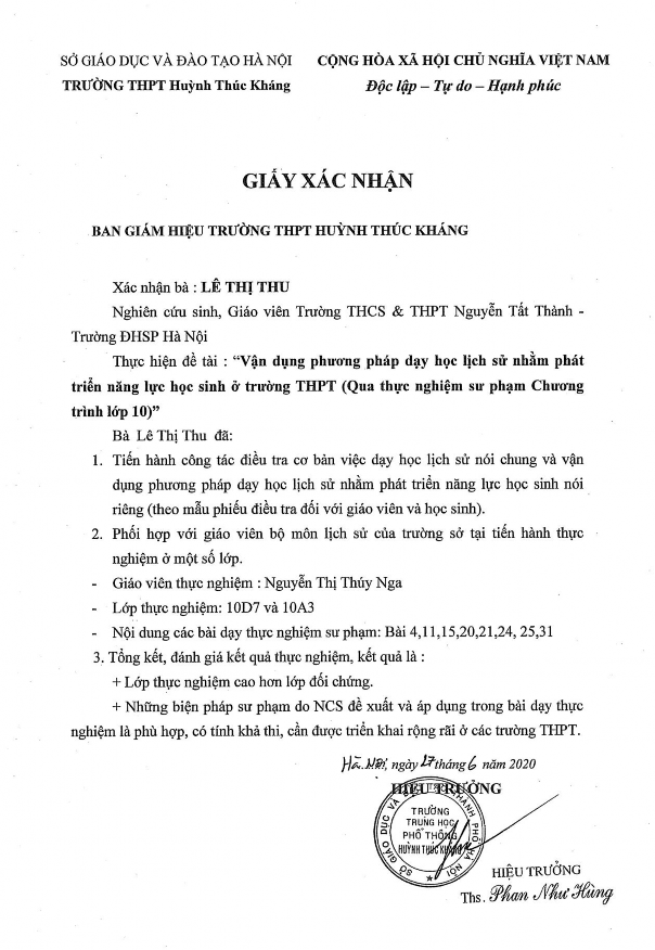 Vận dụng phương pháp dạy học môn Lịch sử ở trường Trung học phổ thông nhằm phát triển năng lực học sinh Qua thực nghiệm chương trình lớp 10 - 27 1