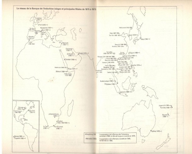 Bản đồ 1 Mạng lưới của Ngân hàng Đông Dương vị trí các chi nhánh từ năm 1