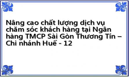 Nâng cao chất lượng dịch vụ chăm sóc khách hàng tại Ngân hàng TMCP Sài Gòn Thương Tín – Chi nhánh Huế - 12