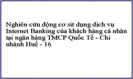 Nghiên cứu động cơ sử dụng dịch vụ Internet Banking của khách hàng cá nhân tại ngân hàng TMCP Quốc Tế - Chi nhánh Huế - 16