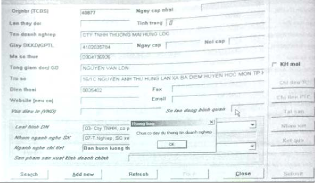 Hình 2 3 – Thông báo lỗi khi nhập thông tin khách hàng‌ Nguồn Ngân hàng TMCP Á 4