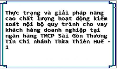Thực trạng và giải pháp nâng cao chất lượng hoạt động kiểm soát nội bộ quy trình cho vay khách hàng doanh nghiệp tại ngân hàng TMCP Sài Gòn Thương Tín Chi nhánh Thừa Thiên Huế - 1