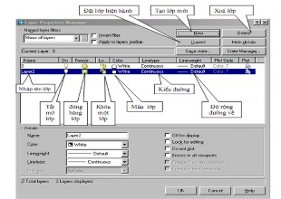 Khi ta tạo bản vẽ mới thì trên bản vẽ này chỉ có một lớp là lớp 0 Các 1