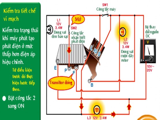 Hình 1 30 Khi bật công tắc nhận biết phát điện Hình 1 31 Khi điều chỉnh 7