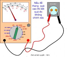 Sử dụng đồng hồ vạn năng đo áp AC Khi đo điện áp xoay chiều ta chuyển thang 10