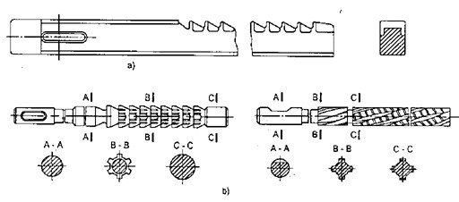 Hình 10 1 Dao chuốt rãnh then a then hoa b Rãnh then trên trục được gia công bằng 3