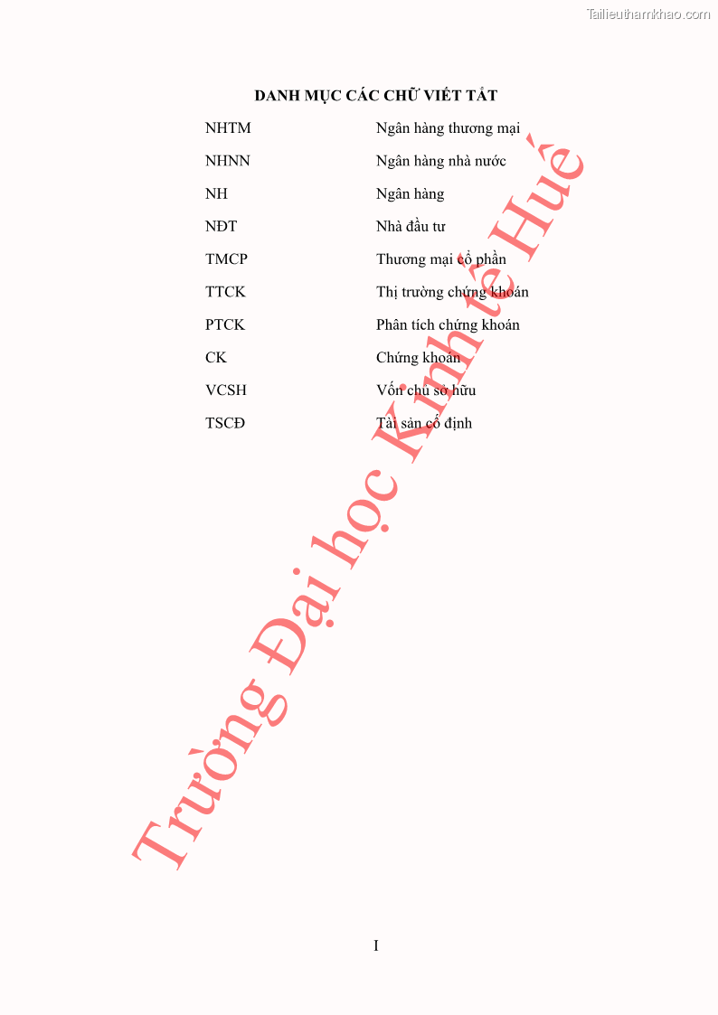 Khóa luận tốt nghiệp tài chính ngân hàng Phân tích cổ phiếu VCB của Ngân hàng TMCP Ngoại Thương Việt Nam - 1 Trang 9