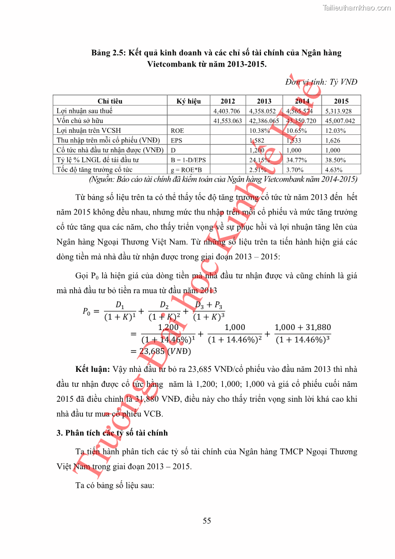 Khóa luận tốt nghiệp tài chính ngân hàng Phân tích cổ phiếu VCB của Ngân hàng TMCP Ngoại Thương Việt Nam - 6 Trang 66