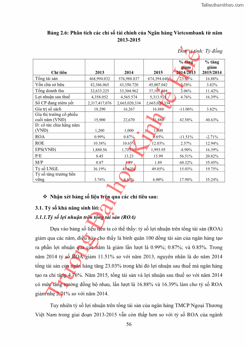 Khóa luận tốt nghiệp tài chính ngân hàng Phân tích cổ phiếu VCB của Ngân hàng TMCP Ngoại Thương Việt Nam - 6 Trang 67