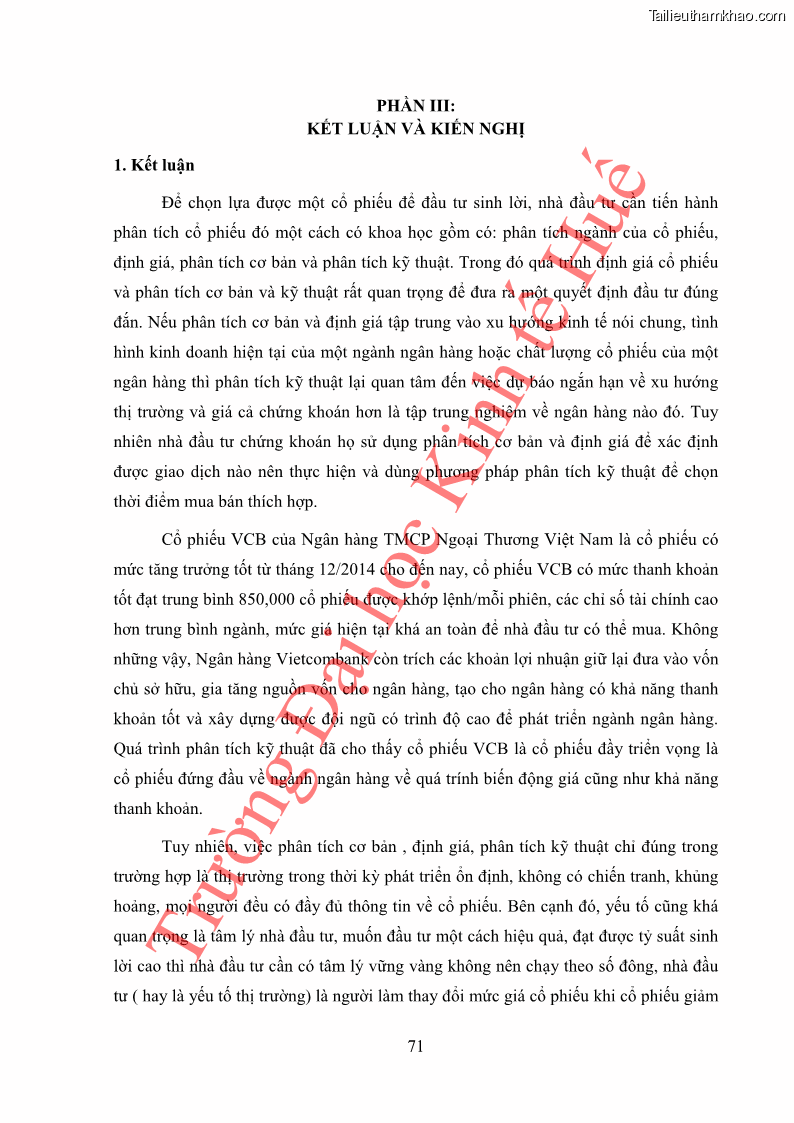 Khóa luận tốt nghiệp tài chính ngân hàng Phân tích cổ phiếu VCB của Ngân hàng TMCP Ngoại Thương Việt Nam - 7 Trang 82