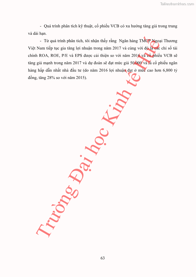 Khóa luận tốt nghiệp tài chính ngân hàng Phân tích cổ phiếu VCB của Ngân hàng TMCP Ngoại Thương Việt Nam - 7 Trang 74