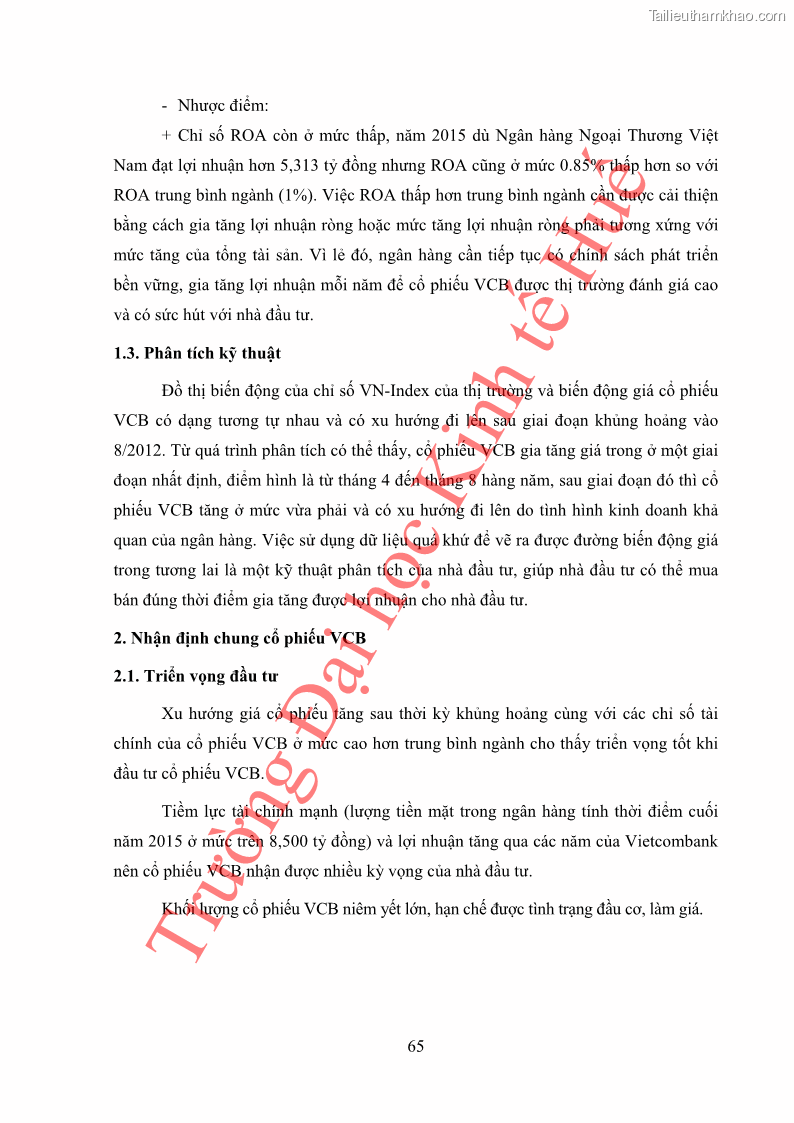 Khóa luận tốt nghiệp tài chính ngân hàng Phân tích cổ phiếu VCB của Ngân hàng TMCP Ngoại Thương Việt Nam - 7 Trang 76