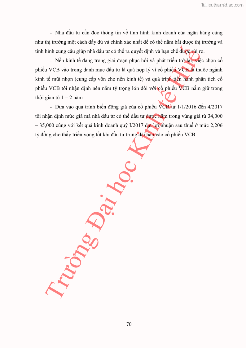 Khóa luận tốt nghiệp tài chính ngân hàng Phân tích cổ phiếu VCB của Ngân hàng TMCP Ngoại Thương Việt Nam - 7 Trang 81