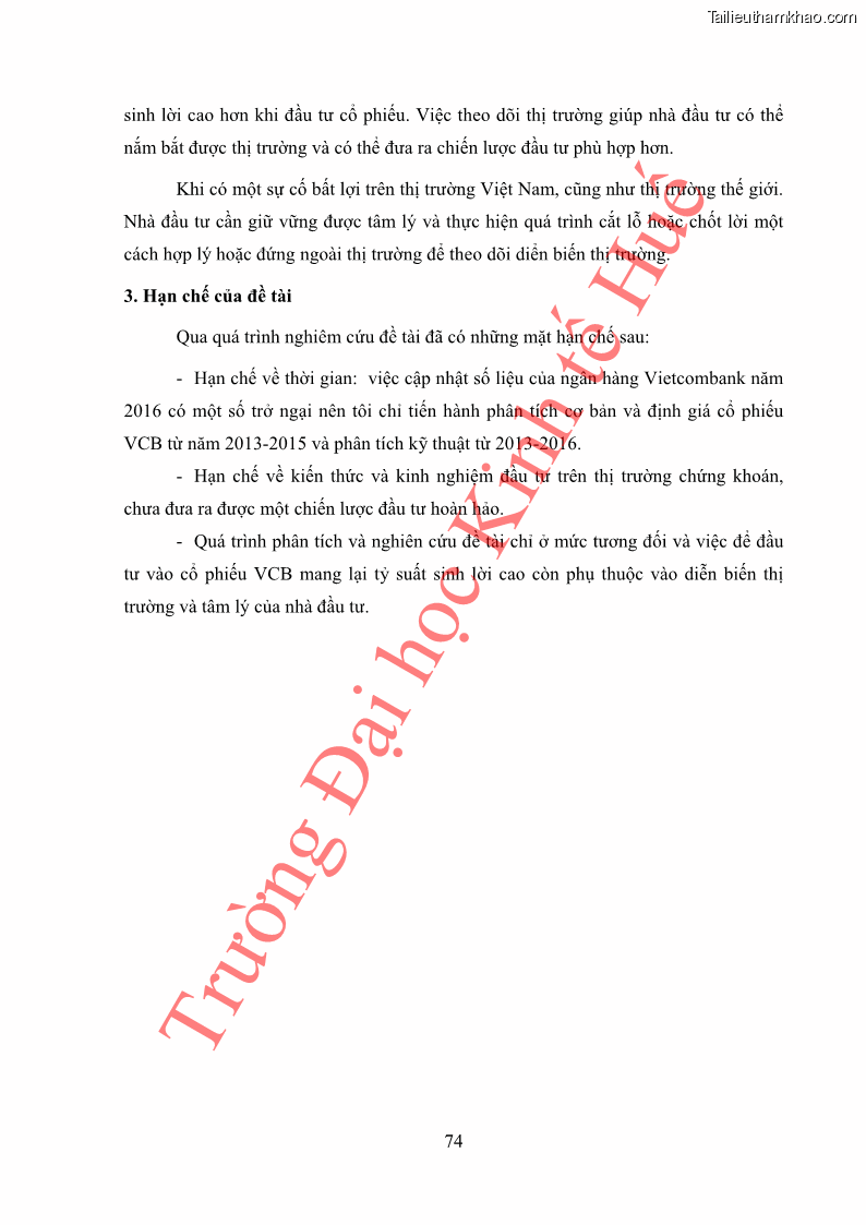 Khóa luận tốt nghiệp tài chính ngân hàng Phân tích cổ phiếu VCB của Ngân hàng TMCP Ngoại Thương Việt Nam - 8 Trang 85