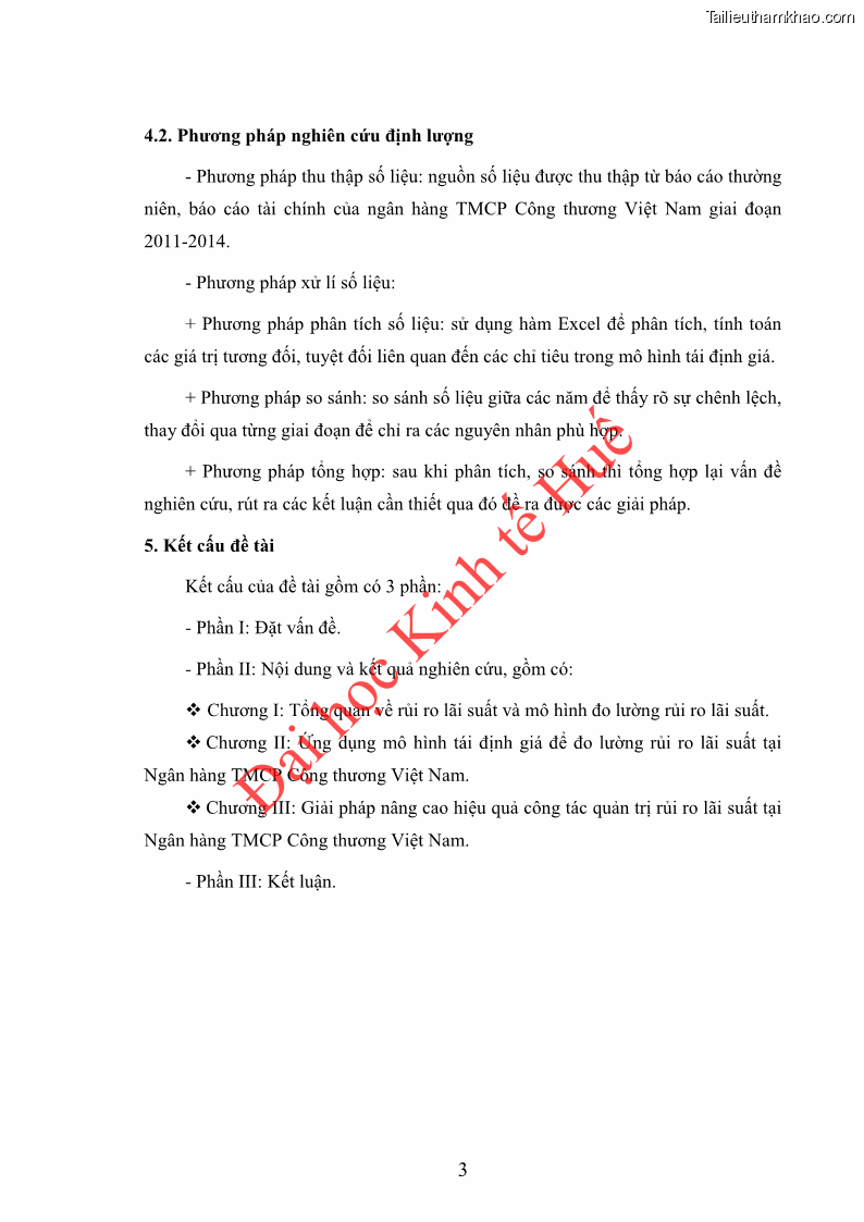 Khóa luận tốt nghiệp Ứng dụng mô hình tái định giá để đo lường rủi ro lãi suất tại Ngân hàng TMCP Công thương Việt Nam - Vietinbank - 2 Trang 13
