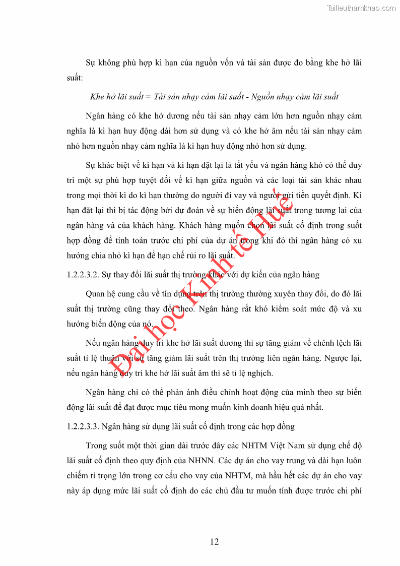 Khóa luận tốt nghiệp Ứng dụng mô hình tái định giá để đo lường rủi ro lãi suất tại Ngân hàng TMCP Công thương Việt Nam - Vietinbank - 2 Trang 22