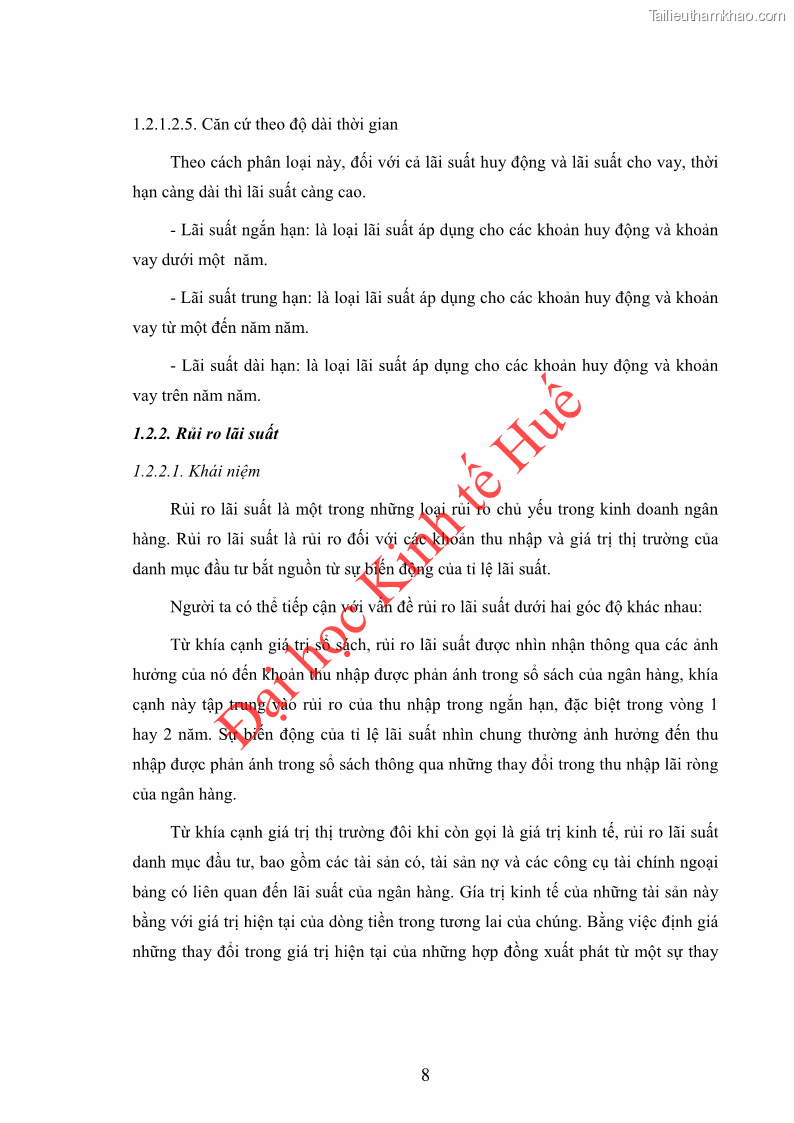 Khóa luận tốt nghiệp Ứng dụng mô hình tái định giá để đo lường rủi ro lãi suất tại Ngân hàng TMCP Công thương Việt Nam - Vietinbank - 2 Trang 18