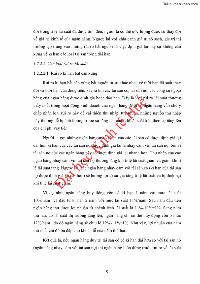 Khóa luận tốt nghiệp Ứng dụng mô hình tái định giá để đo lường rủi ro lãi suất tại Ngân hàng TMCP Công thương Việt Nam - Vietinbank - 2 Trang 19