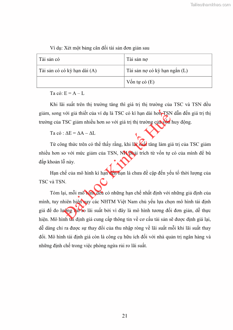 Khóa luận tốt nghiệp Ứng dụng mô hình tái định giá để đo lường rủi ro lãi suất tại Ngân hàng TMCP Công thương Việt Nam - Vietinbank - 3 Trang 31