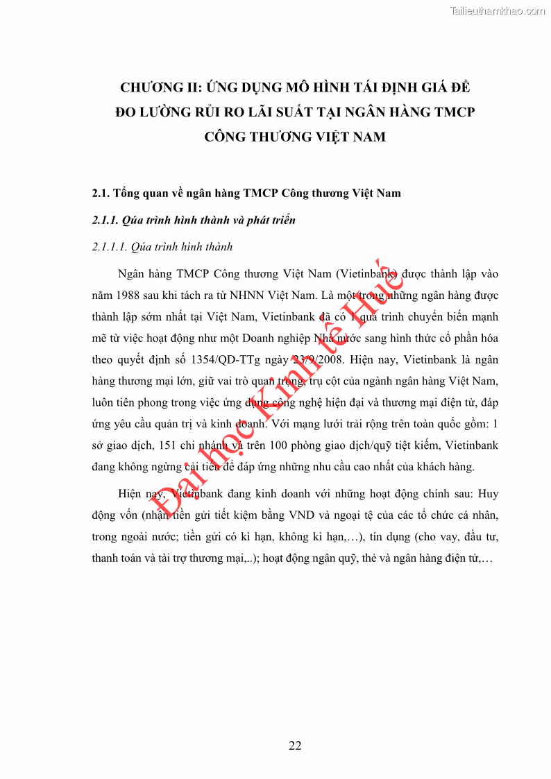 Khóa luận tốt nghiệp Ứng dụng mô hình tái định giá để đo lường rủi ro lãi suất tại Ngân hàng TMCP Công thương Việt Nam - Vietinbank - 3 Trang 32