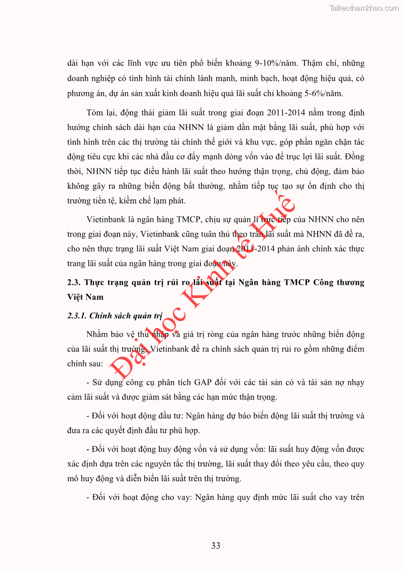 Khóa luận tốt nghiệp Ứng dụng mô hình tái định giá để đo lường rủi ro lãi suất tại Ngân hàng TMCP Công thương Việt Nam - Vietinbank - 4 Trang 43