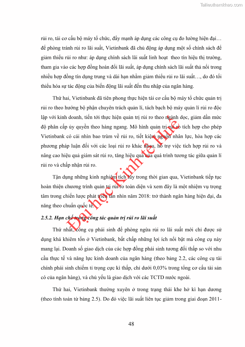 Khóa luận tốt nghiệp Ứng dụng mô hình tái định giá để đo lường rủi ro lãi suất tại Ngân hàng TMCP Công thương Việt Nam - Vietinbank - 5 Trang 58