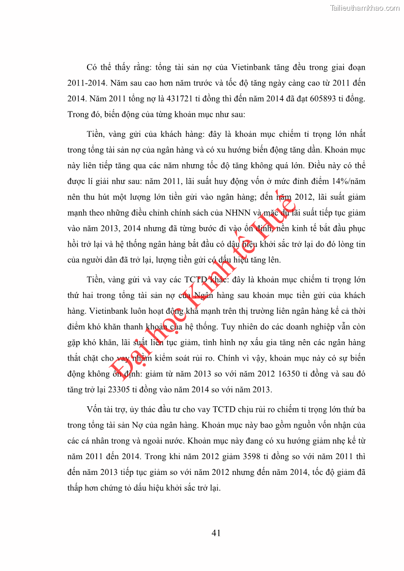 Khóa luận tốt nghiệp Ứng dụng mô hình tái định giá để đo lường rủi ro lãi suất tại Ngân hàng TMCP Công thương Việt Nam - Vietinbank - 5 Trang 51