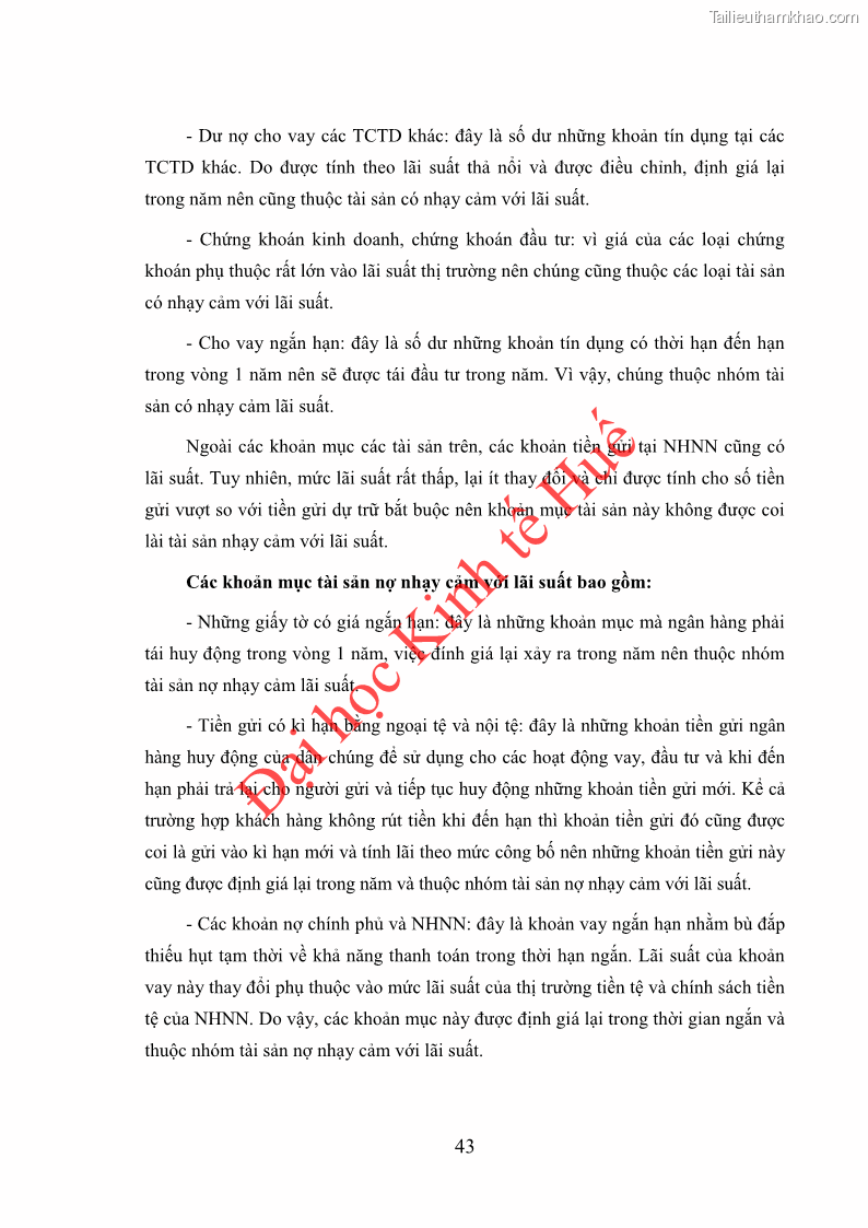 Khóa luận tốt nghiệp Ứng dụng mô hình tái định giá để đo lường rủi ro lãi suất tại Ngân hàng TMCP Công thương Việt Nam - Vietinbank - 5 Trang 53