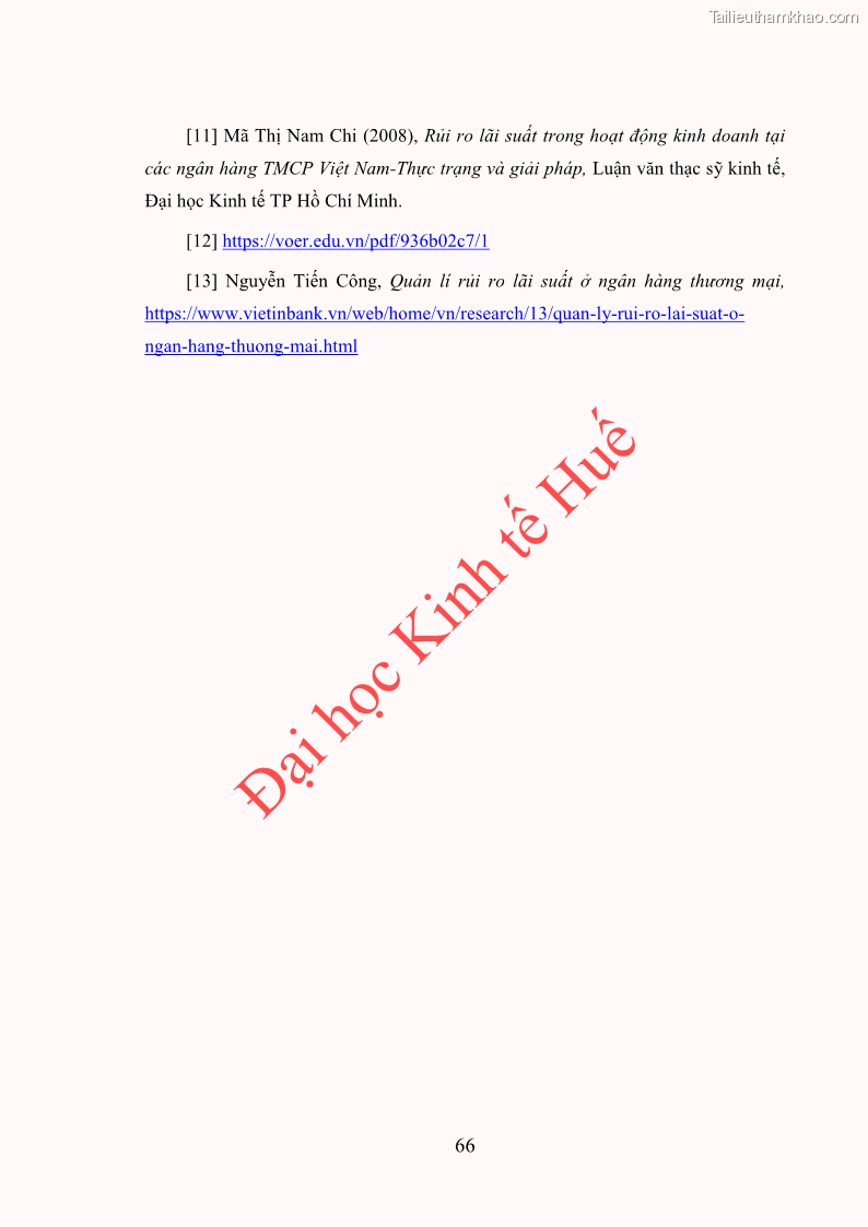 Khóa luận tốt nghiệp Ứng dụng mô hình tái định giá để đo lường rủi ro lãi suất tại Ngân hàng TMCP Công thương Việt Nam - Vietinbank - 7 Trang 76