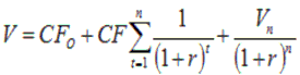 Trường hợp dòng tiền đều Trong đó V Giá trị thị trường của tài sản CFt 2
