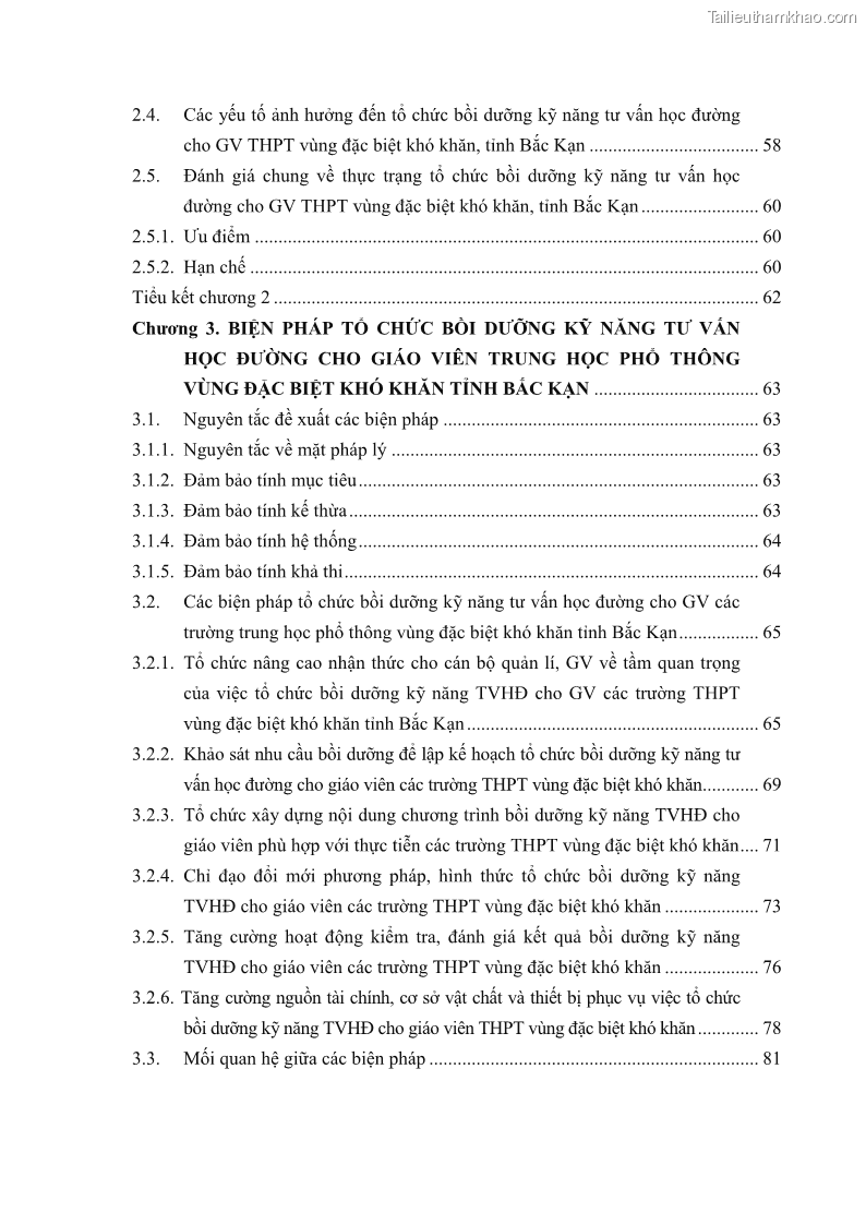 Luận văn thạc sĩ khoa học giáo dục Tổ chức bồi dưỡng kỹ năng tư vấn học đường cho giáo viên trung học phổ thông vùng đặc biệt khó khăn, tỉnh Bắc Kạn - 1 Trang 7