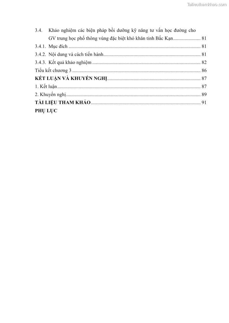 Luận văn thạc sĩ khoa học giáo dục Tổ chức bồi dưỡng kỹ năng tư vấn học đường cho giáo viên trung học phổ thông vùng đặc biệt khó khăn, tỉnh Bắc Kạn - 1 Trang 8