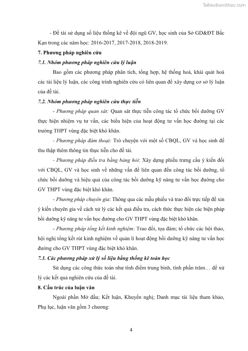 Luận văn thạc sĩ khoa học giáo dục Tổ chức bồi dưỡng kỹ năng tư vấn học đường cho giáo viên trung học phổ thông vùng đặc biệt khó khăn, tỉnh Bắc Kạn - 2 Trang 14