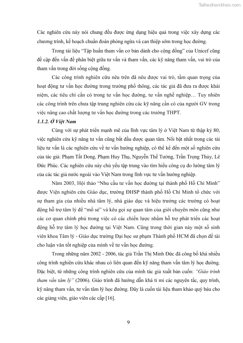 Luận văn thạc sĩ khoa học giáo dục Tổ chức bồi dưỡng kỹ năng tư vấn học đường cho giáo viên trung học phổ thông vùng đặc biệt khó khăn, tỉnh Bắc Kạn - 2 Trang 19